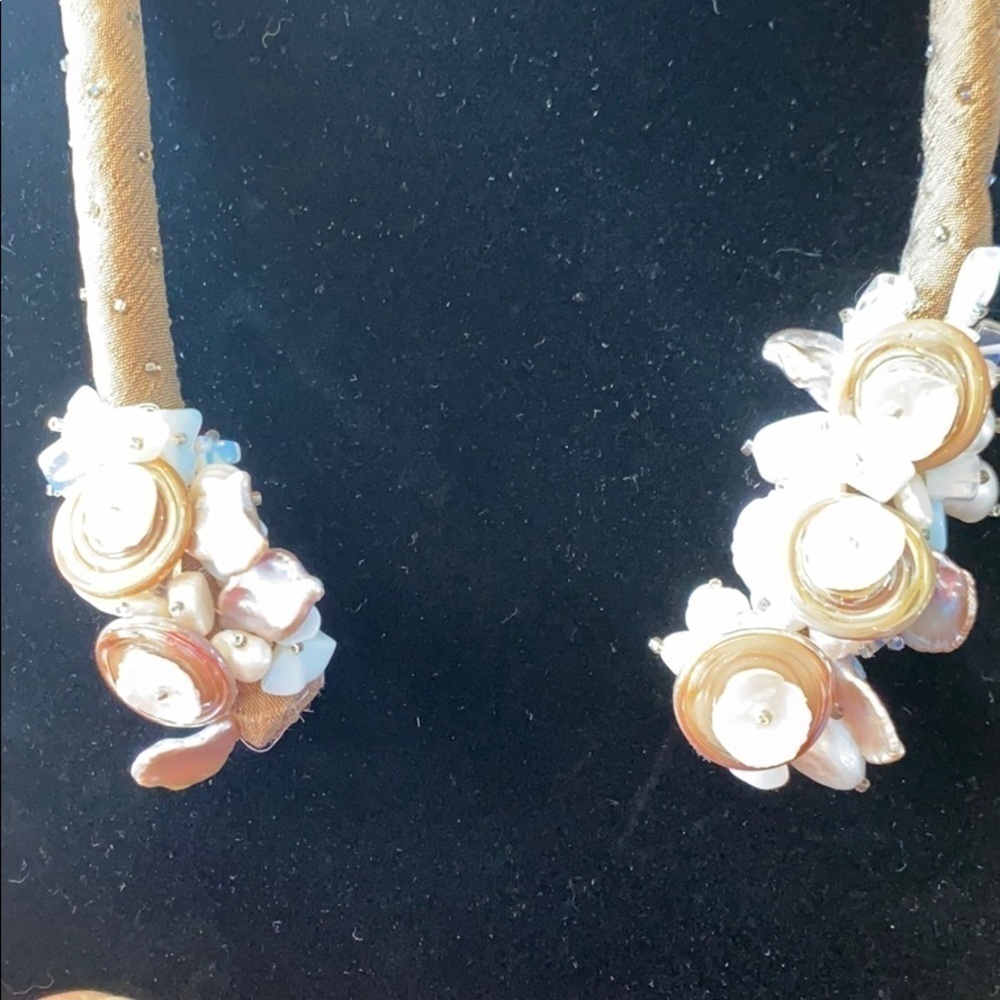 Silk and Pearl Statement One of a Kind Necklace, Night Out Artisan Made Handmade - Picture 5 of 6